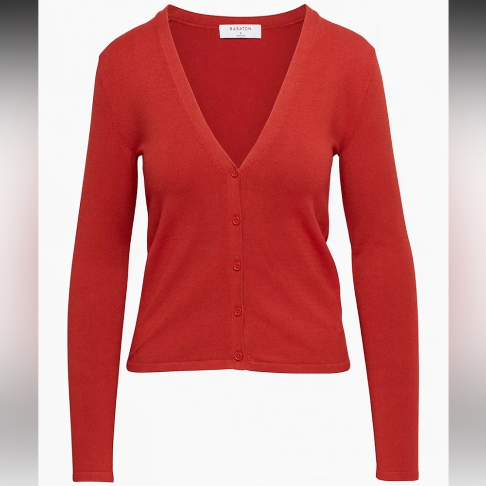 Aritzia Red Cardigan Sweater